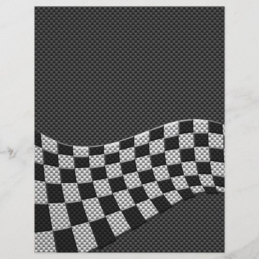 Carbon Fiber Style Racing Flag Wave Decor (Front)