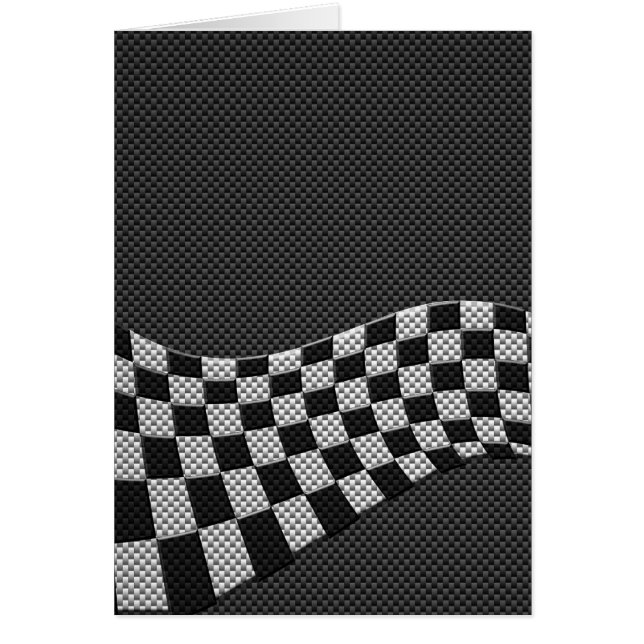 Carbon Fiber Style Racing Flag Wave Decor Cards (Front)