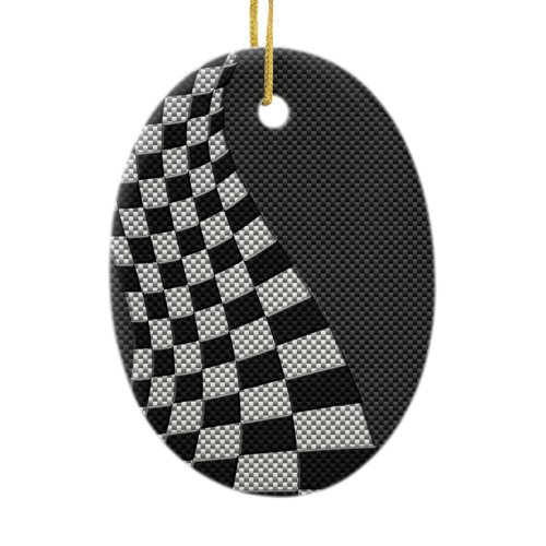 Carbon Fiber Style Racing Flag Wave Decor Ceramic Ornament