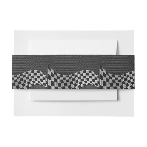 Carbon Fiber Style Racing Flag Wave Decor Invitation Belly Band