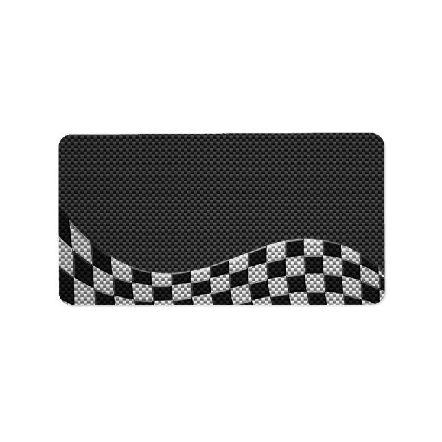 Carbon Fiber Style Racing Flag Wave Decor Label (Front)