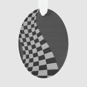Carbon Fiber Style Racing Flag Wave Decor Ornament