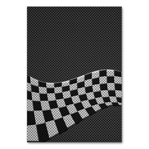 Carbon Fiber Style Racing Flag Wave Decor Table Number