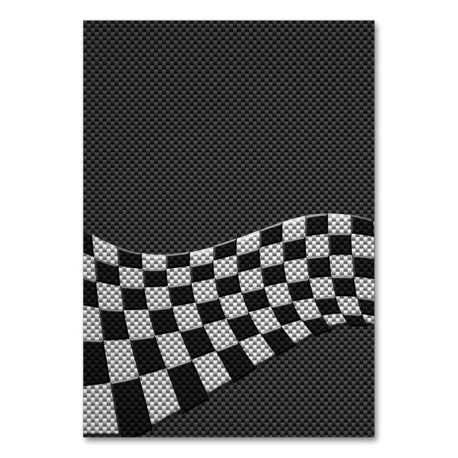 Carbon Fiber Style Racing Flag Wave Decor Table Number (Front)