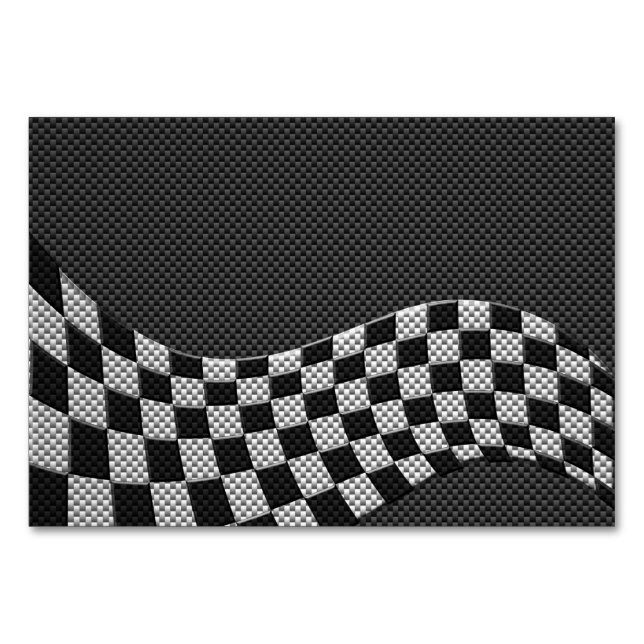Carbon Fiber Style Racing Flag Wave Decor Table Number (Front)
