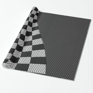Carbon Fiber Style Racing Flag Wave Decor Wrapping Paper