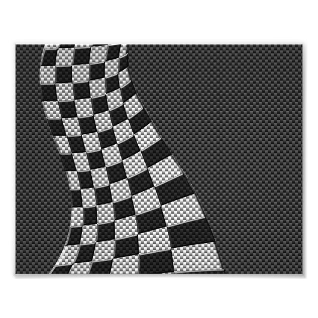 Carbon Fiber Style Racing Flag Wave Print (Front)