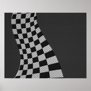Carbon Fiber Style Racing Flag Wave Print