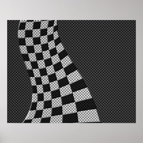 Carbon Fiber Style Racing Flag Wave Print