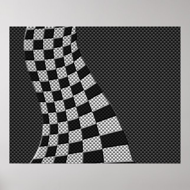 Carbon Fiber Style Racing Flag Wave Print (Front)