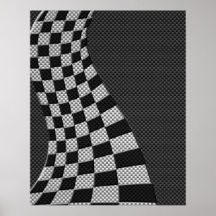 Carbon Fiber Style Racing Flag Wave Print
