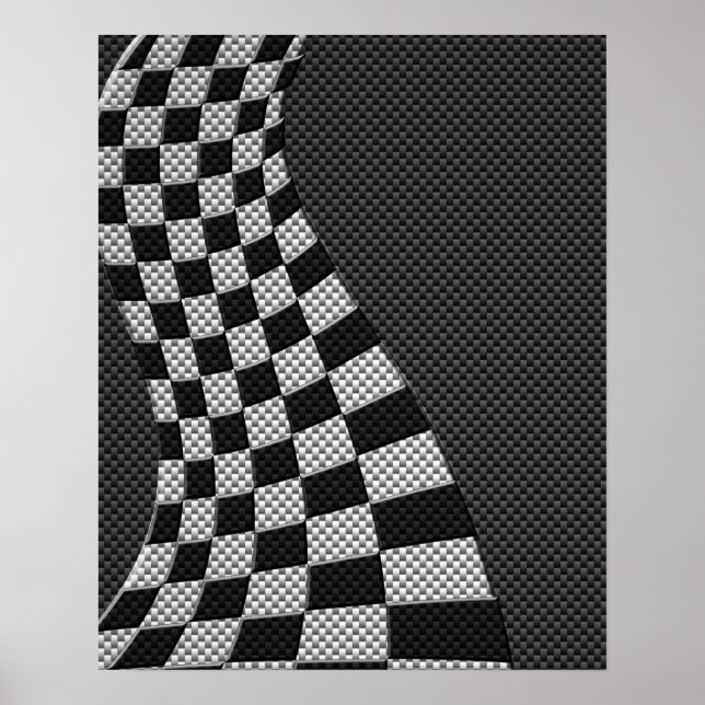 Carbon Fiber Style Racing Flag Wave Print (Front)