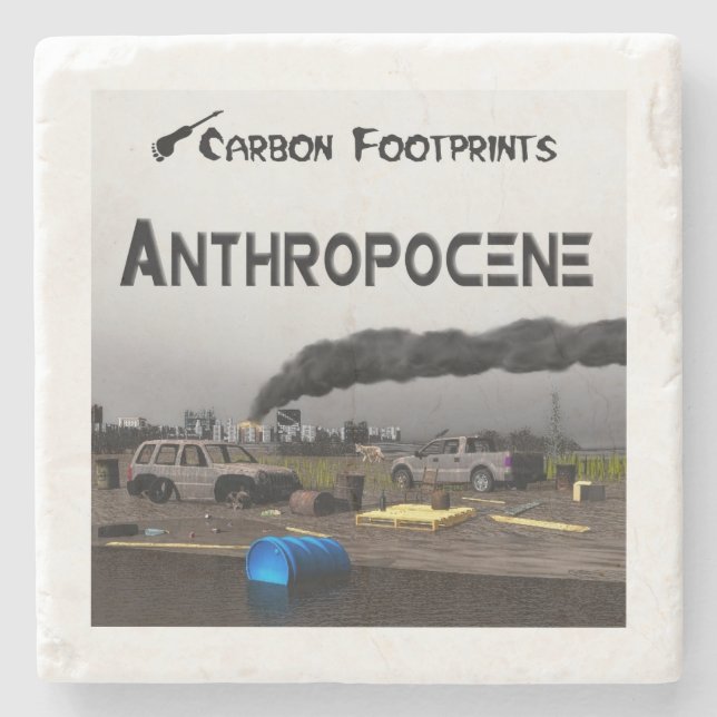 Carbon Footprints - Anthropocene Stone Coaster (Front)
