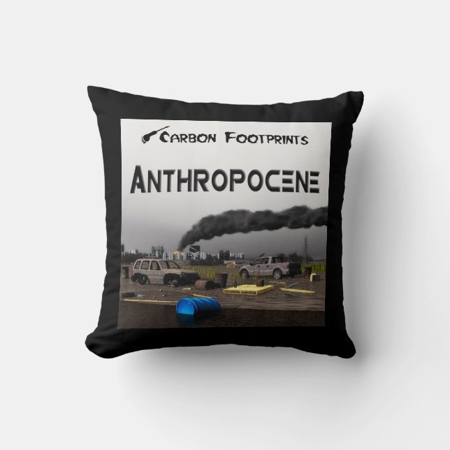 Carbon Footprints - Anthropocene Throw Pillow (Front)