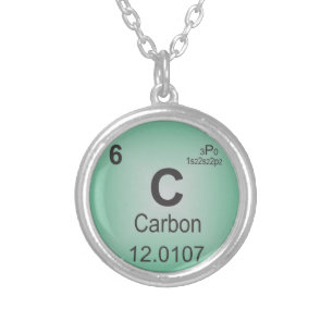 Carbon Individual Element of the Periodic Table Silver Plated Necklace