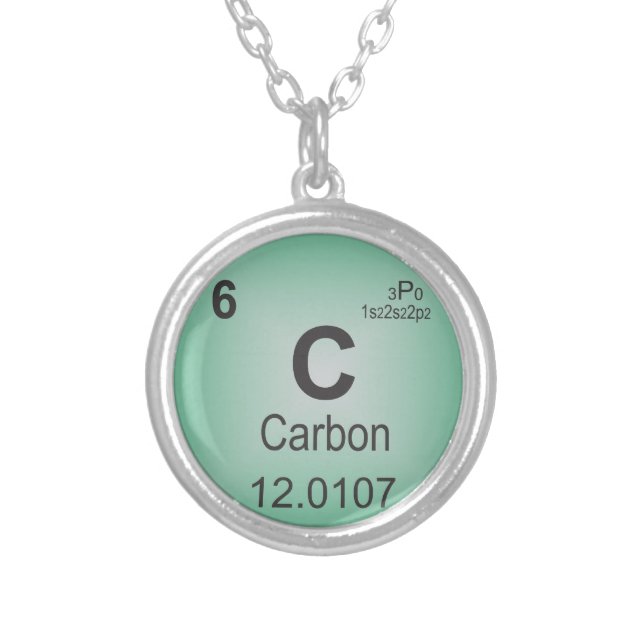 Carbon Individual Element of the Periodic Table Silver Plated Necklace (Front)