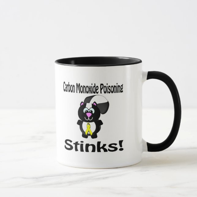 Carbon Monoxide Poisoning Stinks Skunk Awareness D Mug (Right)