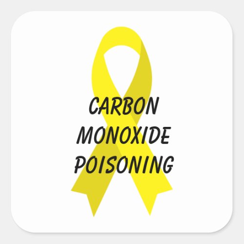 Carbon Monoxide Poisoning Yellow Ribbon by Janz Square Sticker