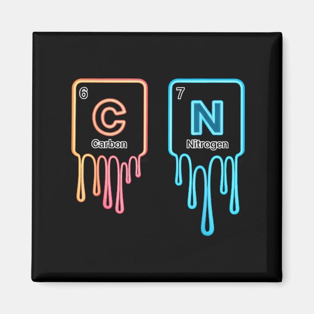 Carbon Nitrogen Science Design Fun Chemistry Lover Magnet (Front)