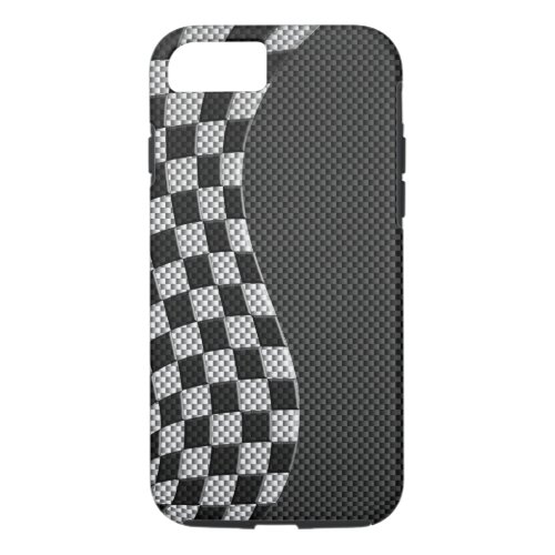 Carbon Style Racing Flag Wave Decor iPhone 87 Case
