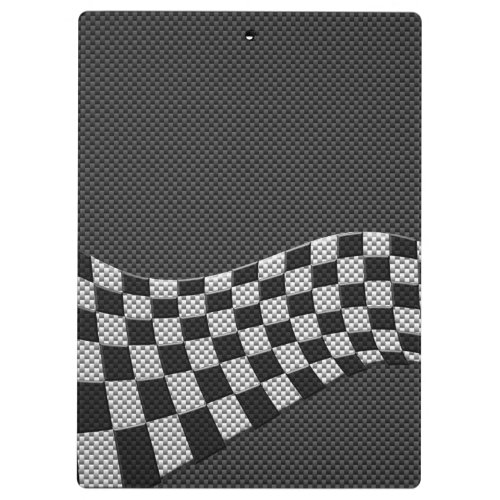 Carbon Style Racing Flag Wave Decor Clipboard