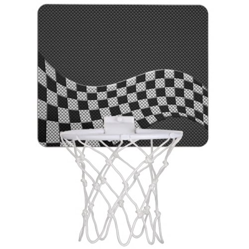 Carbon Style Racing Flag Wave Decor Mini Basketball Hoop