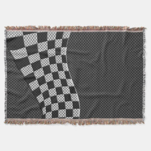 Carbon Style Racing Flag Wave Decor Throw Blanket