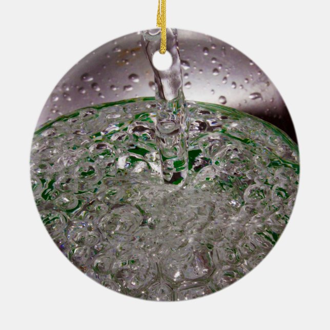 Carbonated Liquid Poured into a Cup Ceramic Ornament (Back)