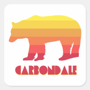 Carbondale Colorado Rainbow Bear Square Sticker