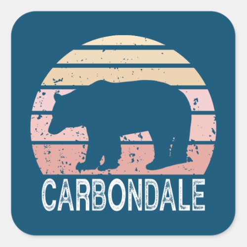 Carbondale Colorado Retro Bear Square Sticker