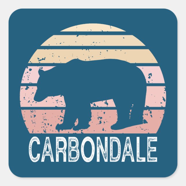 Carbondale Colorado Retro Bear Square Sticker (Front)
