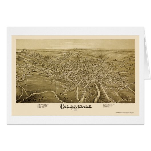 Carbondale, PA Panoramic Map - 1890 Cards (Front Horizontal)