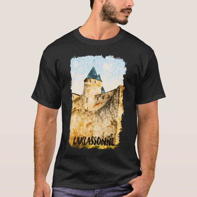 Carcassonne France City Watercolor T-Shirt (Front)