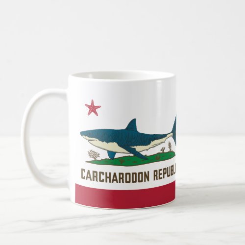 Carcharodon Republic California Flag White Shark Coffee Mug