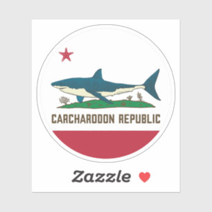 Carcharodon Republic California Flag White Shark Sticker
