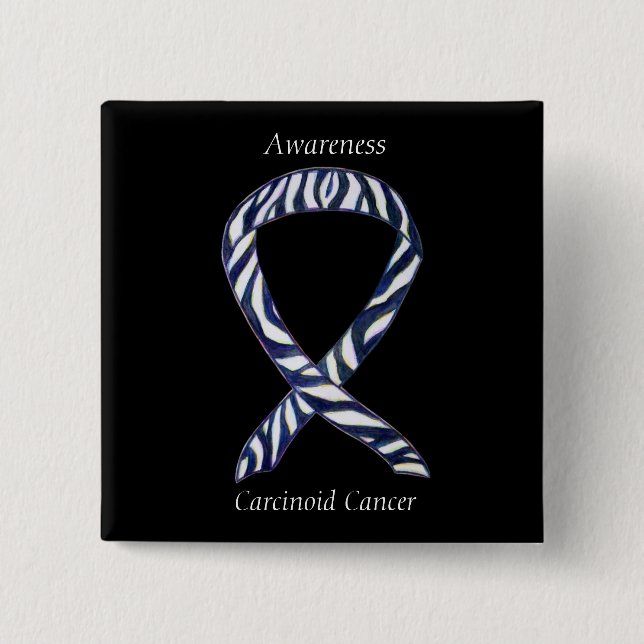 Carcinoid Cancer Awareness Ribbon Custom Pin (Front)