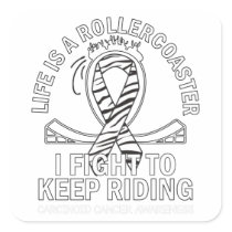 Carcinoid cancer awareness zebra print ribbon square sticker