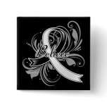 Carcinoid Cancer Believe Flourish Ribbon Pinback Button
