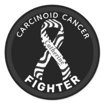 Carcinoid Cancer Fighter Ribbon Black Classic Round Sticker