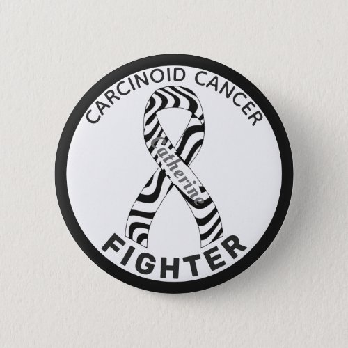 Carcinoid Cancer Fighter Ribbon White Button
