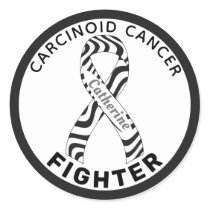 Carcinoid Cancer Fighter Ribbon White Classic Round Sticker