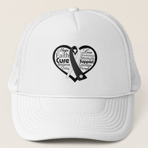 Carcinoid Cancer Heart Ribbon Collage Trucker Hat