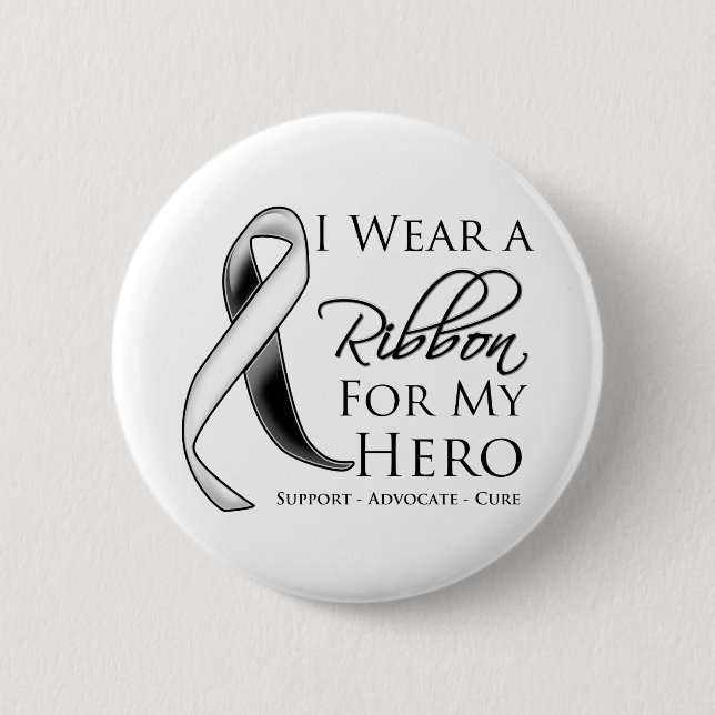 Carcinoid Cancer I Wear a Ribbon For My Hero Pinback Button (Front)