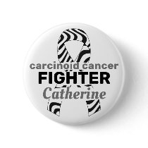 Carcinoid Cancer Ribbon White Button