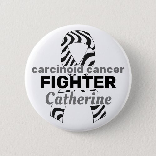 Carcinoid Cancer Ribbon White Button