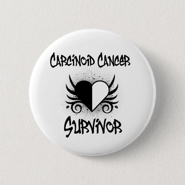 Carcinoid Cancer SURVIVOR Heart Tattoo Button (Front)