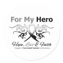 Carcinoid Cancer Tribal Ribbon Hero Classic Round Sticker