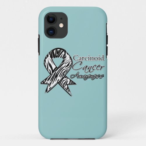 Carcinoid Cancer Zebra_Striped Awareness Ribbon iPhone 11 Case
