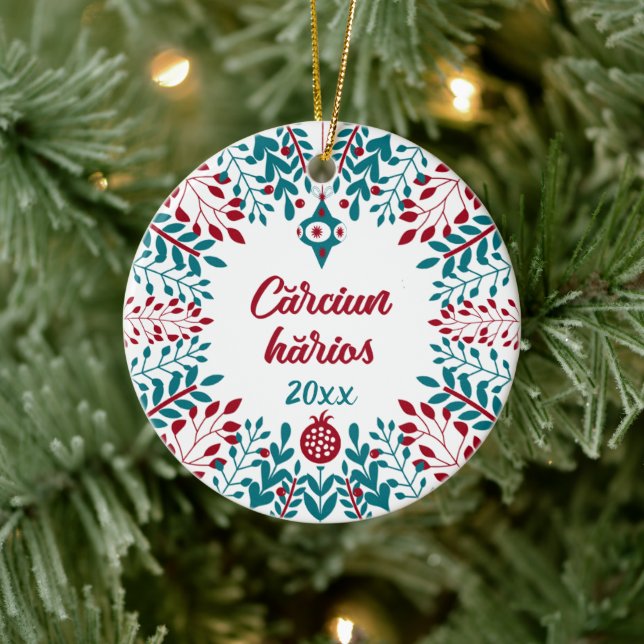 Cărciun hărios, Aromanian Vlach Christmas Greeting Ceramic Ornament (Tree)