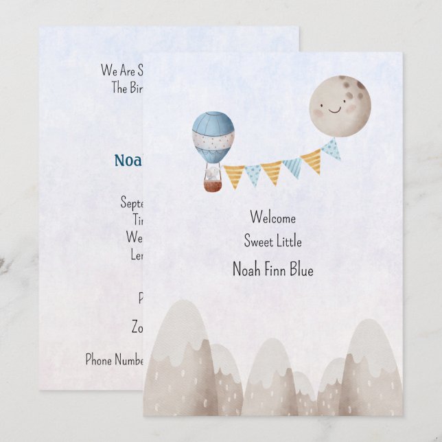 Card (5 x 7 in) - Birth Announcement Card (Front/Back)